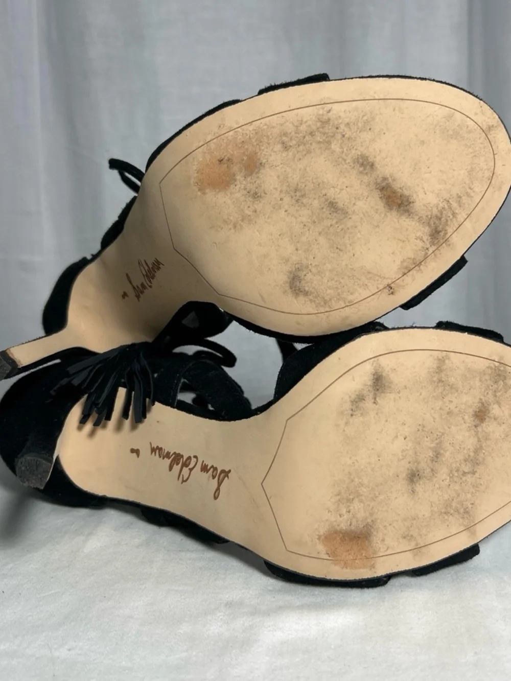 Sam Edelman | Black Suede Lace-Up | High Heel Sandals | Tassel | Size 8